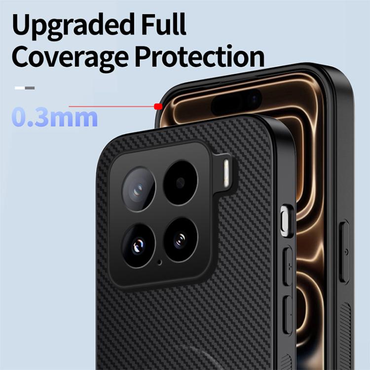 For Xiaomi 15 WANLONFENG Kickstand Carbon Fiber Texture Magnetic Phone Case