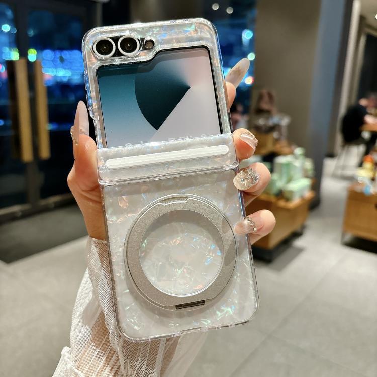 For Samsung Galaxy Z Flip5 Axial Magnetic Shell Pattern Phone Case with 360 Holder