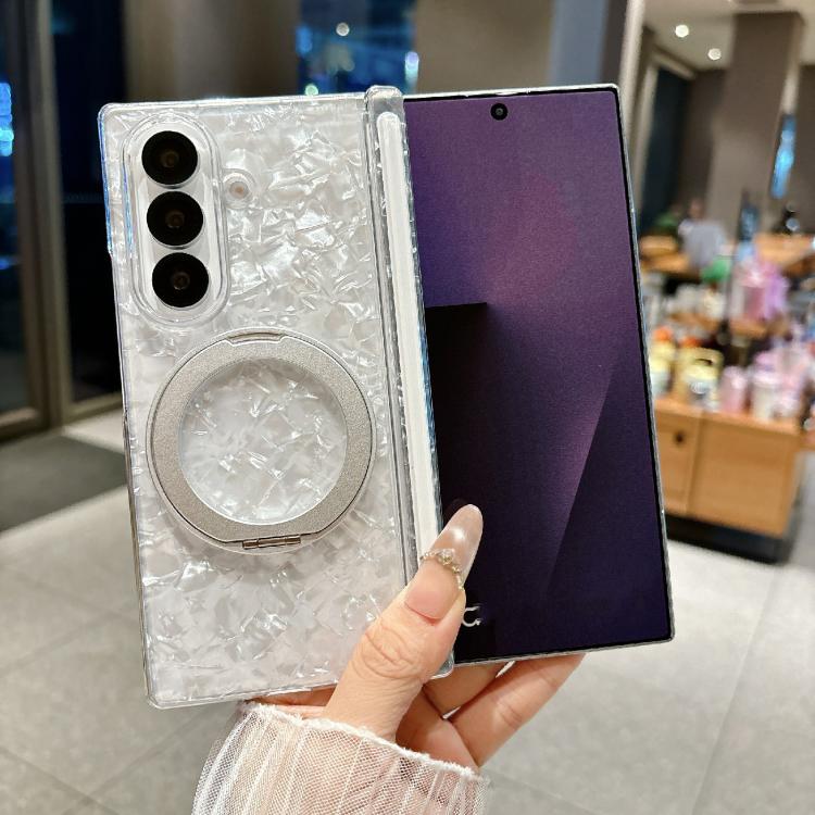 For Samsung Galaxy Z Fold7 5G Axial Magnetic Shell Pattern Phone Case with 360 Holder