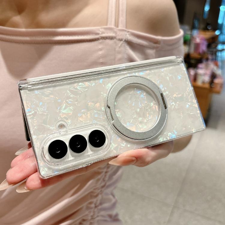 For Samsung Galaxy Z Fold7 5G Axial Magnetic Shell Pattern Phone Case with 360 Holder