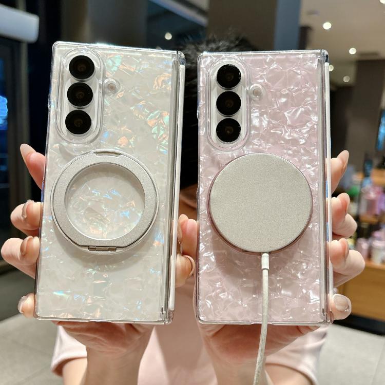 For Samsung Galaxy Z Fold6 Axial Magnetic Shell Pattern Phone Case with 360 Holder