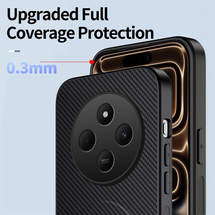 For Redmi 14C 4G / 14R 5G WANLONFENG Kickstand Carbon Fiber Texture Magnetic Phone Case