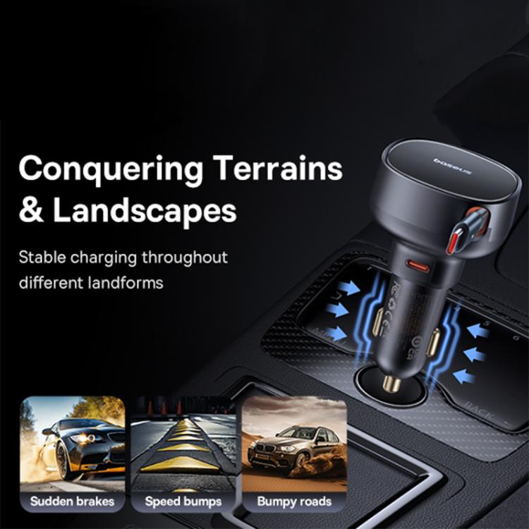 Baseus Enjoyment Pro 60W Type-C Car Charger with Type-C Retractable Cable - Black