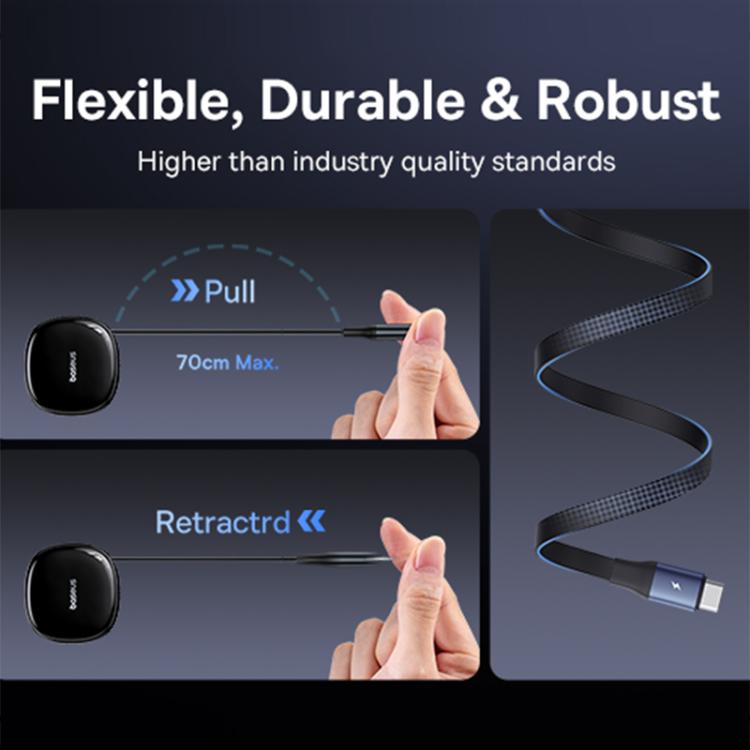 Baseus Enjoyment Pro 60W Type-C Car Charger with Type-C Retractable Cable - Black