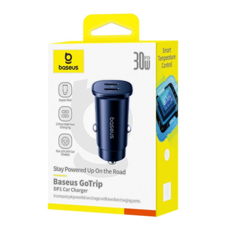 Baseus GoTrip DP1 30W Dual Type-C Car Charger - Black