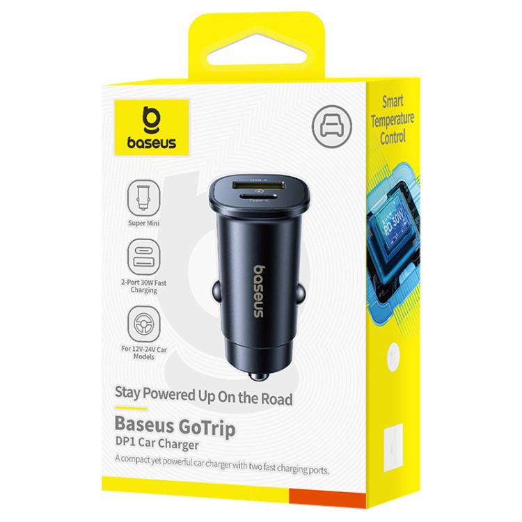 Baseus GoTrip DP1 30W Type-C and USB Car Charger - Black