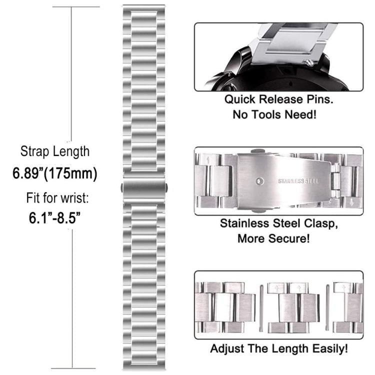 For Samsung Galaxy Watch6 Classic 43mm Tri-Beads Stainless Steel Watch Band with Semi-Enclosed TPU Case and Strap Link Remover Set