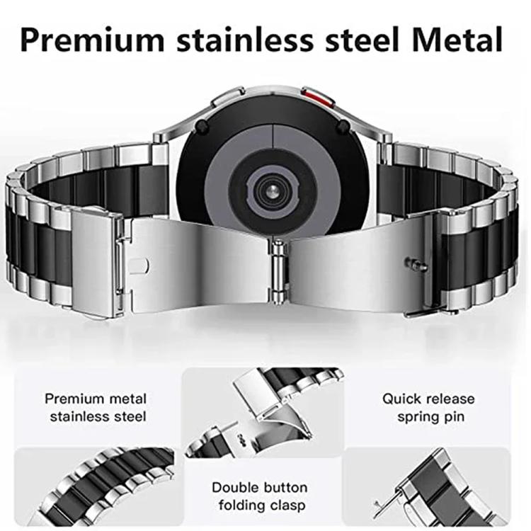 For Samsung Galaxy Watch6 Classic 47mm Tri-Beads Stainless Steel Watch Band with Semi-Enclosed TPU Case and Strap Link Remover Set