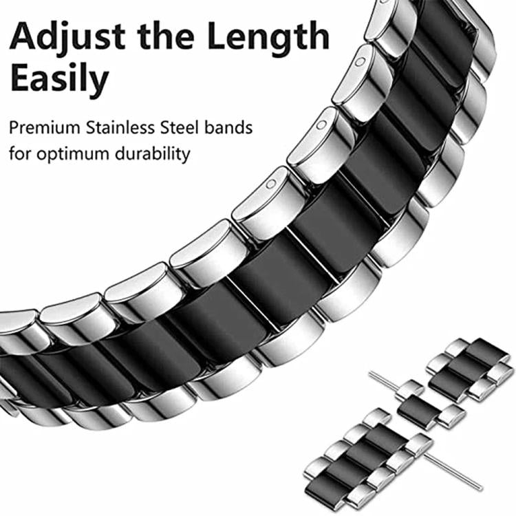 For Samsung Galaxy Watch6 Classic 47mm Tri-Beads Stainless Steel Watch Band with Semi-Enclosed TPU Case and Strap Link Remover Set