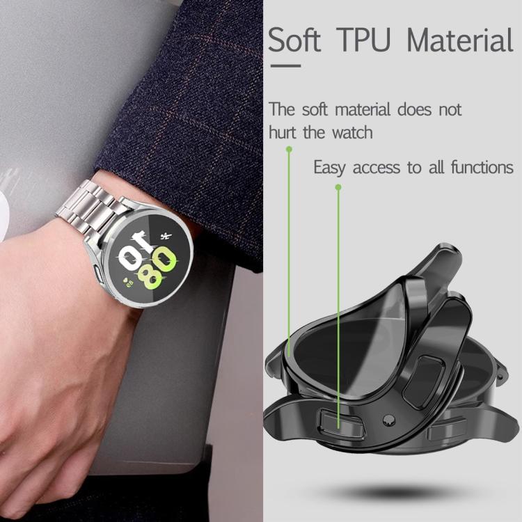 For Samsung Galaxy Watch6 44mm Tri-Beads Stainless Steel Watch Band with Full Coverage TPU Case and Strap Link Remover Set