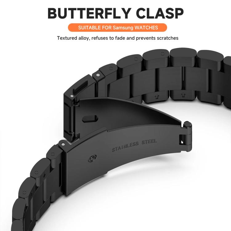 For Samsung Galaxy Watch4 44mm Tri-Beads Stainless Steel Watch Band with Full Coverage TPU Case and Strap Link Remover Set
