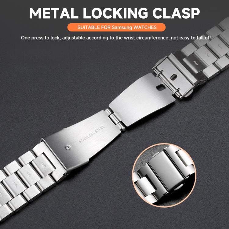 For Samsung Galaxy Watch4 44mm Tri-Beads Stainless Steel Watch Band with Full Coverage TPU Case and Strap Link Remover Set