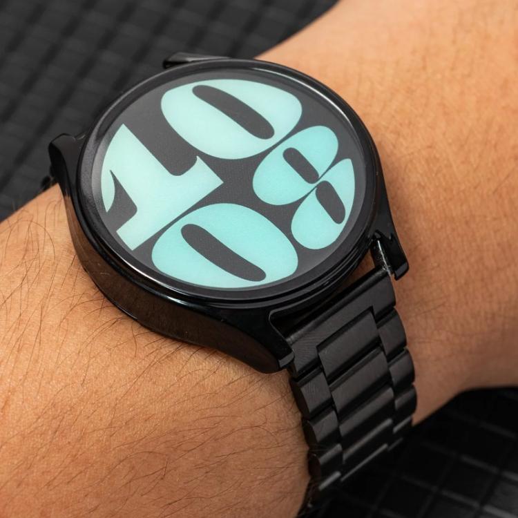 For Samsung Galaxy Watch4 44mm Tri-Beads Stainless Steel Watch Band with Full Coverage TPU Case and Strap Link Remover Set