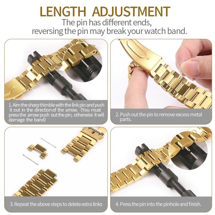 For Samsung Galaxy Watch6 44mm Tri-Beads Stainless Steel Watch Band with Full Coverage TPU Case and Strap Link Remover Set