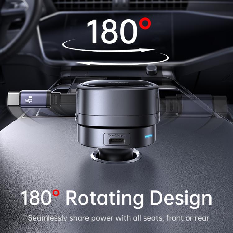 Baseus PrimeTrip VR1 60W Type-C and USB Car Charger with Type-C Retractable Cable - Black