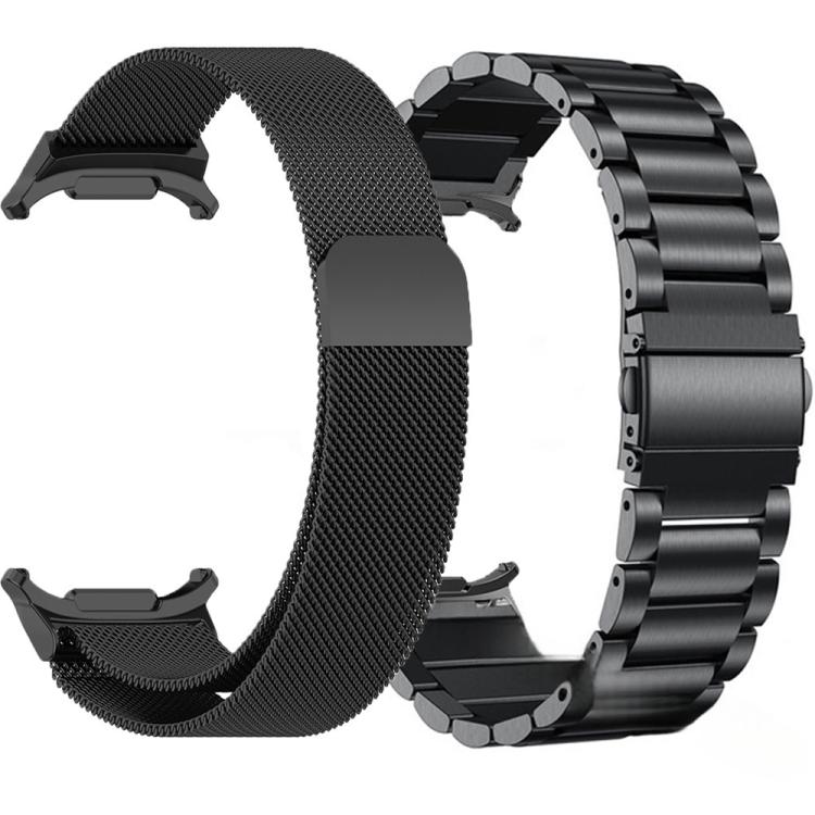 For Samsung Galaxy Watch Ultra / Ultra 2025 Milanese and Three Beads Stainless Steel Watch Band Set