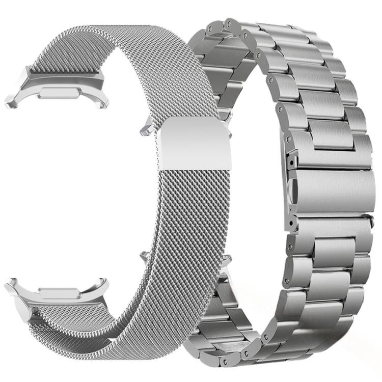 For Samsung Galaxy Watch Ultra / Ultra 2025 Milanese and Three Beads Stainless Steel Watch Band Set