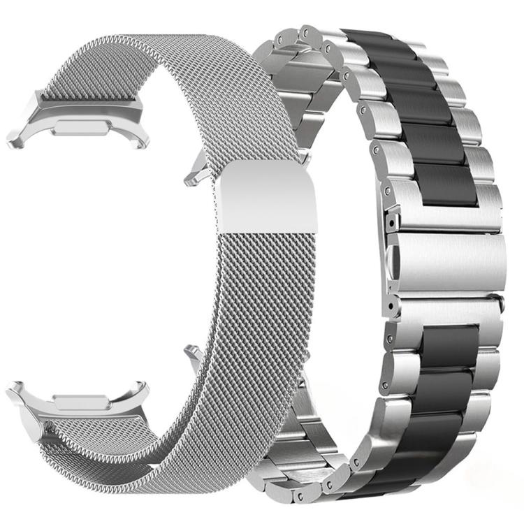 For Samsung Galaxy Watch Ultra / Ultra 2025 Milanese and Three Beads Stainless Steel Watch Band Set