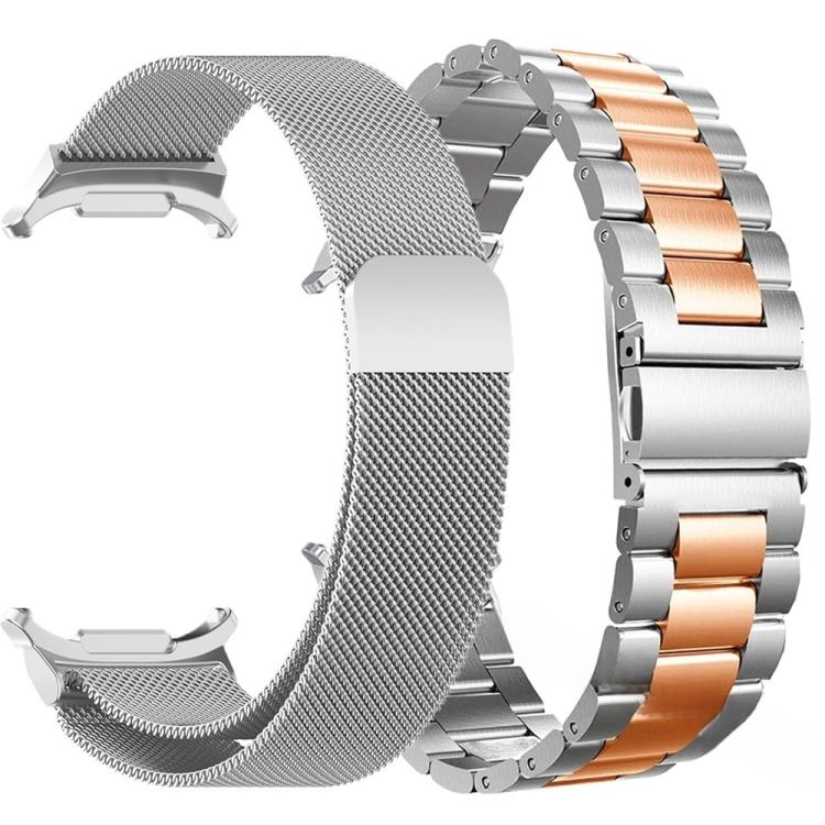 For Samsung Galaxy Watch Ultra / Ultra 2025 Milanese and Three Beads Stainless Steel Watch Band Set