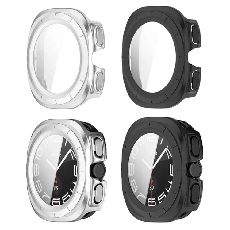 For Samsung Galaxy Watch Ultra / Ultra 2025 Three Beads Stainless Steel Watch Band with Film Integrated PC Case Set