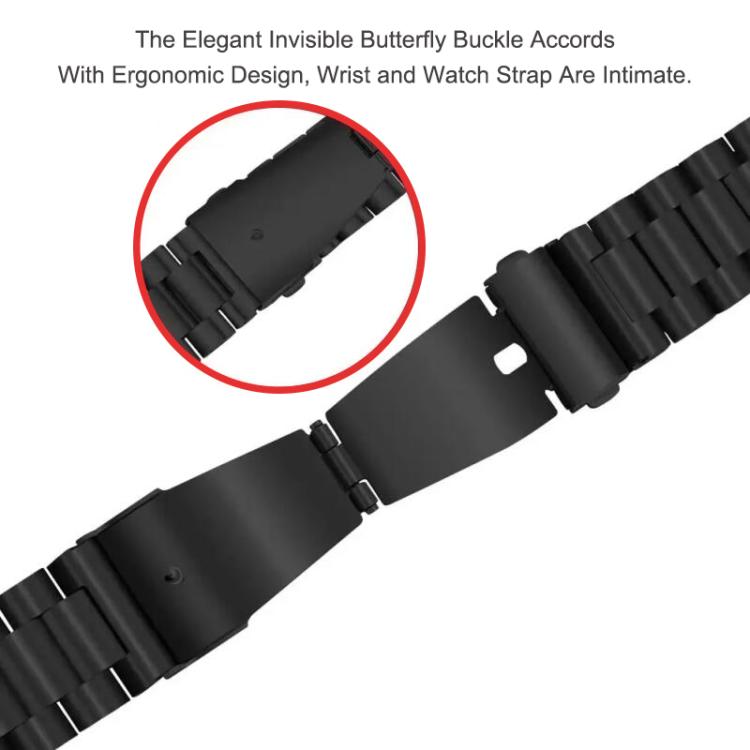 For Samsung Galaxy Watch Ultra / Ultra 2025 Three Beads Stainless Steel Watch Band with Film Integrated PC Case Set
