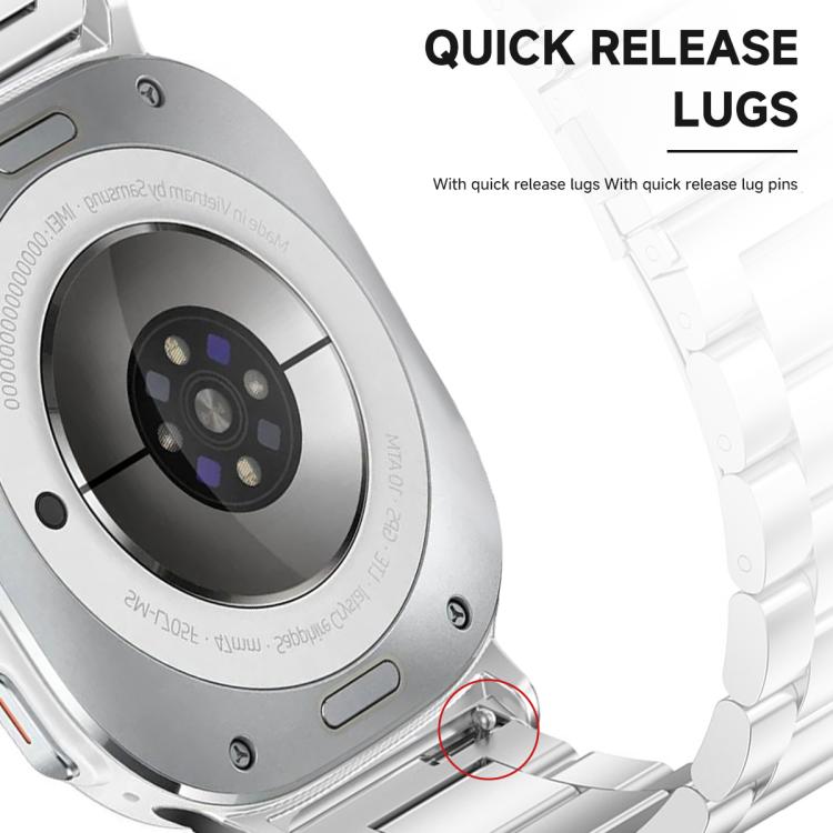 For Samsung Galaxy Watch Ultra / Ultra 2025 Three Beads Stainless Steel Watch Band with Semi-Enclosed TPU Case and Strap Link Remover Set