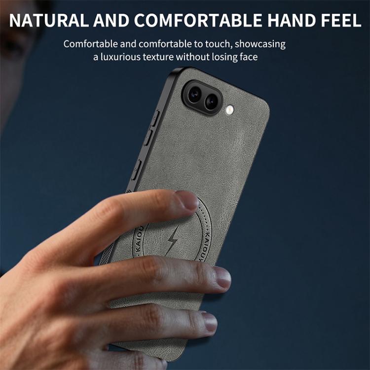 For Google Pixel 9a WANLONFENG Nappa Texture Magnetic Phone Case with 2pcs Screen Films