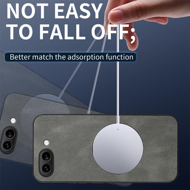 For Google Pixel 9a WANLONFENG Nappa Texture Magnetic Phone Case with 2pcs Screen Films