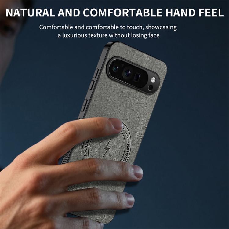 For Google Pixel 9 Pro XL WANLONFENG Nappa Texture Magnetic Phone Case with 2pcs Screen Films