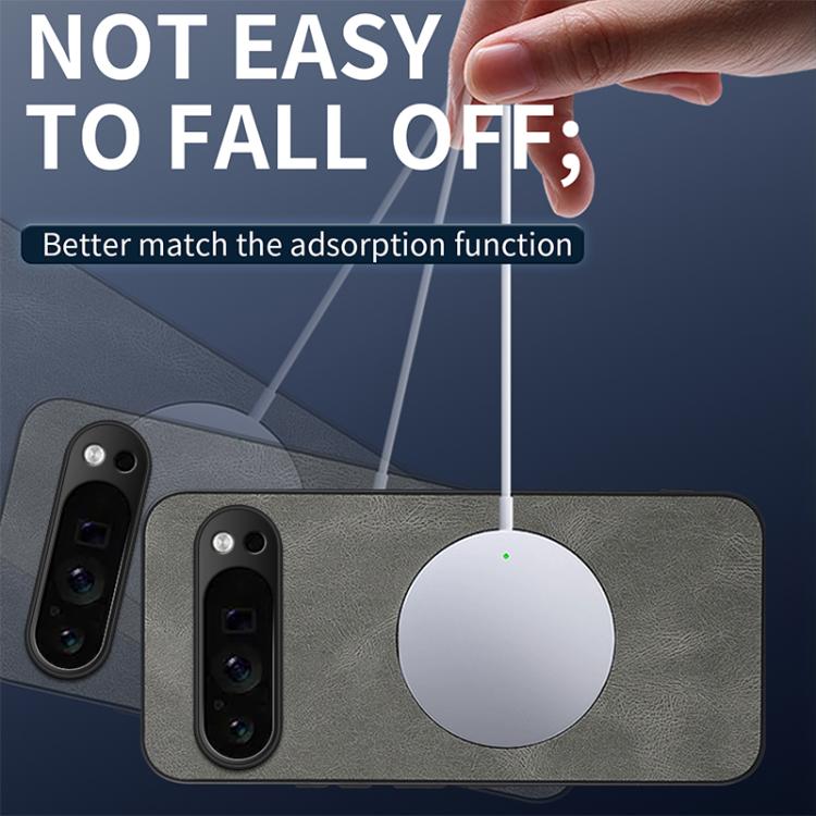 For Google Pixel 9 Pro XL WANLONFENG Nappa Texture Magnetic Phone Case with 2pcs Screen Films