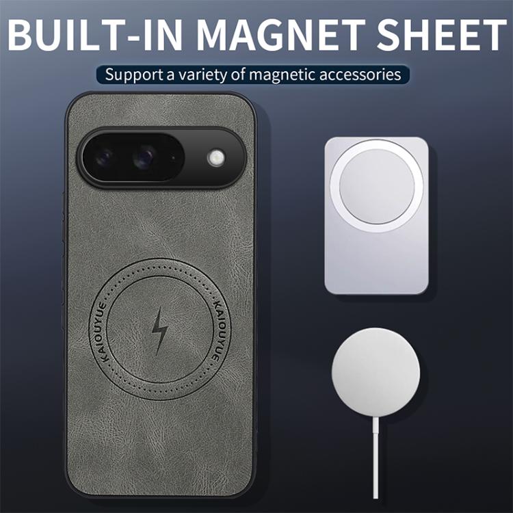 For Google Pixel 9 WANLONFENG Nappa Texture Magnetic Phone Case with 2pcs Screen Films