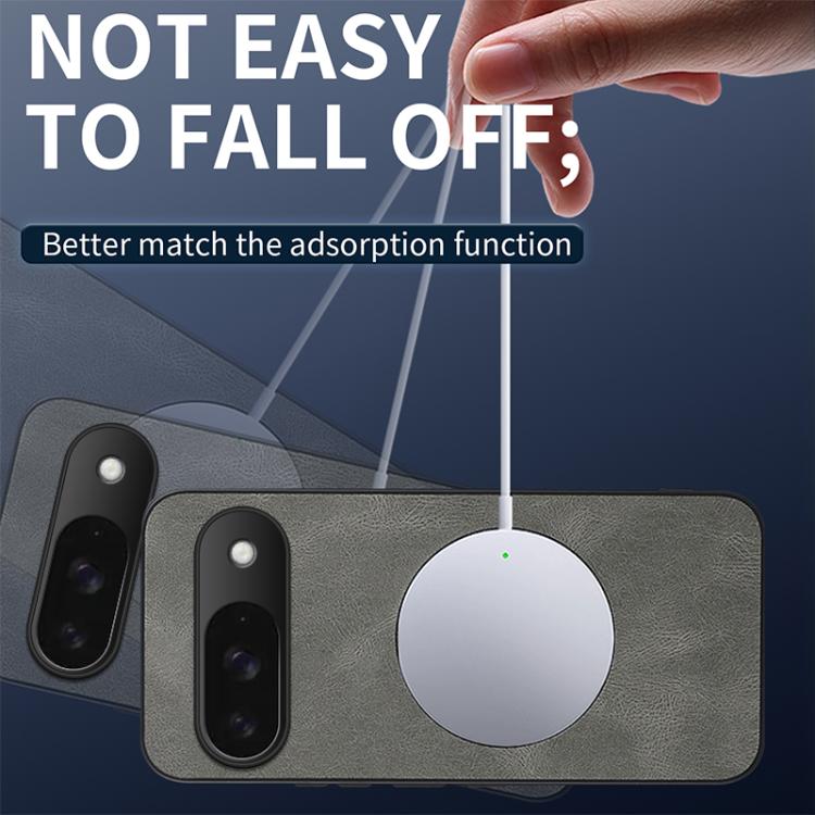For Google Pixel 9 WANLONFENG Nappa Texture Magnetic Phone Case with 2pcs Screen Films