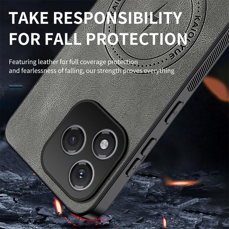 For Honor 400 Lite Global  WANLONFENG Nappa Texture Magnetic Phone Case with 2pcs Screen Films