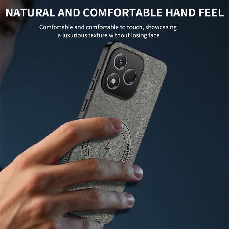 For Honor 400 Lite Global  WANLONFENG Nappa Texture Magnetic Phone Case with 2pcs Screen Films