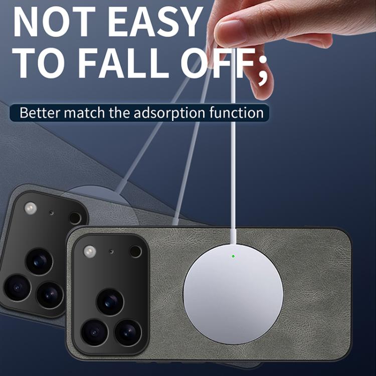 For iPhone 17 Pro WANLONFENG Nappa Texture Magnetic Phone Case with 2pcs Screen Films