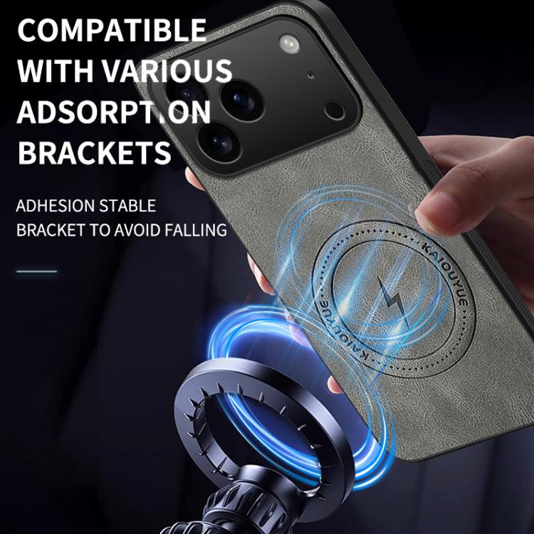 For iPhone 17 Pro WANLONFENG Nappa Texture Magnetic Phone Case with 2pcs Screen Films