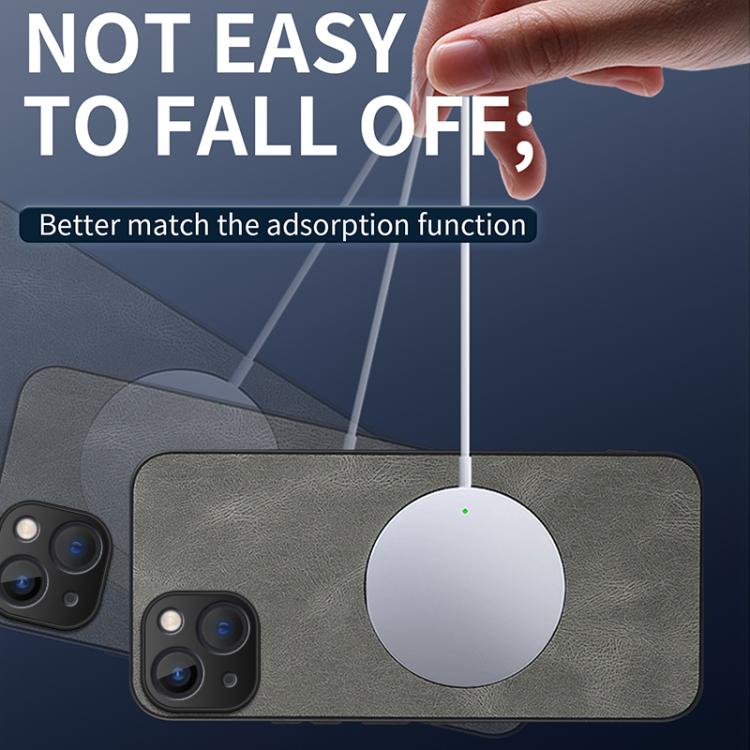 For iPhone 14 WANLONFENG Nappa Texture Magnetic Phone Case with 2pcs Screen Films