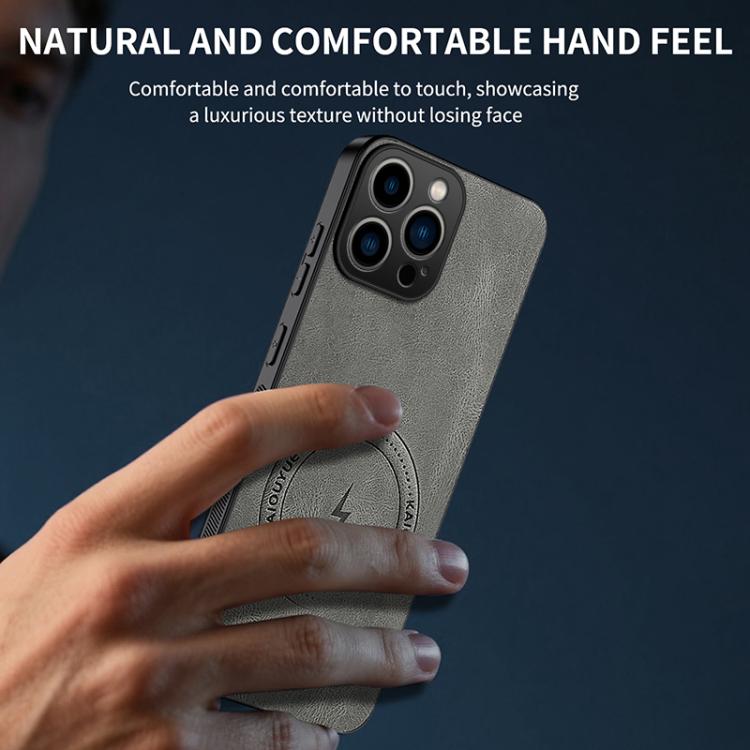 For iPhone 12 Pro WANLONFENG Nappa Texture Magnetic Phone Case with 2pcs Screen Films