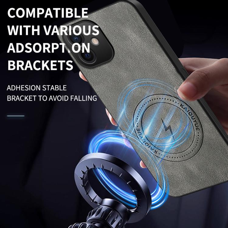 For iPhone 11 WANLONFENG Nappa Texture Magnetic Phone Case with 2pcs Screen Films