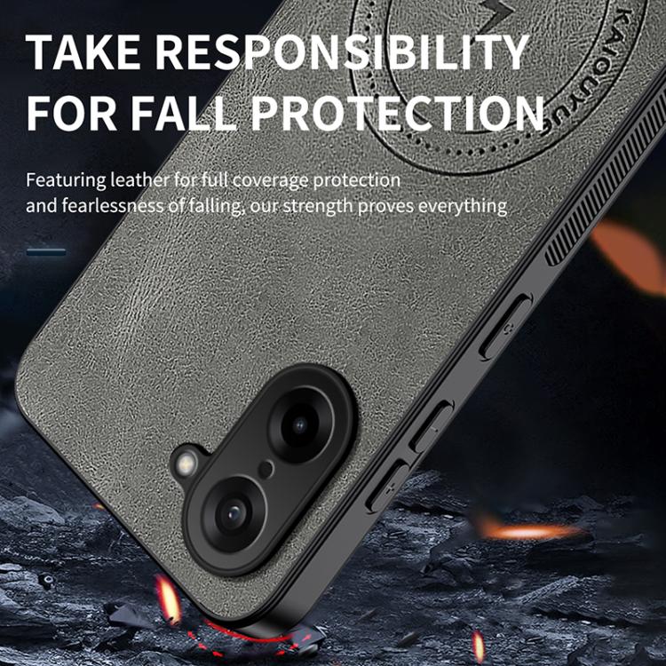 For OnePlus Ace 5 Racing / Nord CE5 5G WANLONFENG Nappa Texture Magnetic Phone Case with 2pcs Screen Films