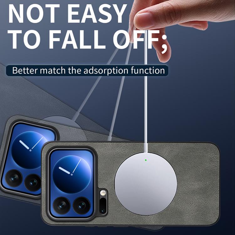 For Xiaomi 17 Pro Max WANLONFENG Nappa Texture Magnetic Phone Case with 2pcs Screen Films