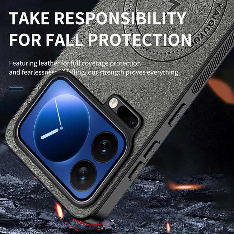 For Xiaomi 17 Pro Max WANLONFENG Nappa Texture Magnetic Phone Case with 2pcs Screen Films