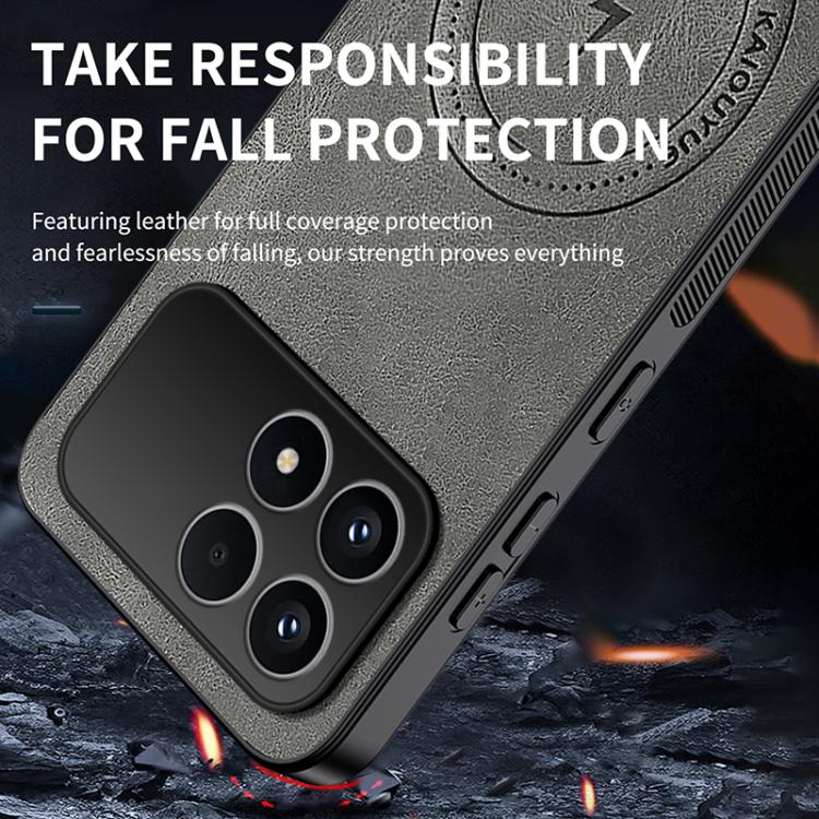 For Redmi K90 5G / Poco F8 Pro WANLONFENG Nappa Texture Magnetic Phone Case with 2pcs Screen Films