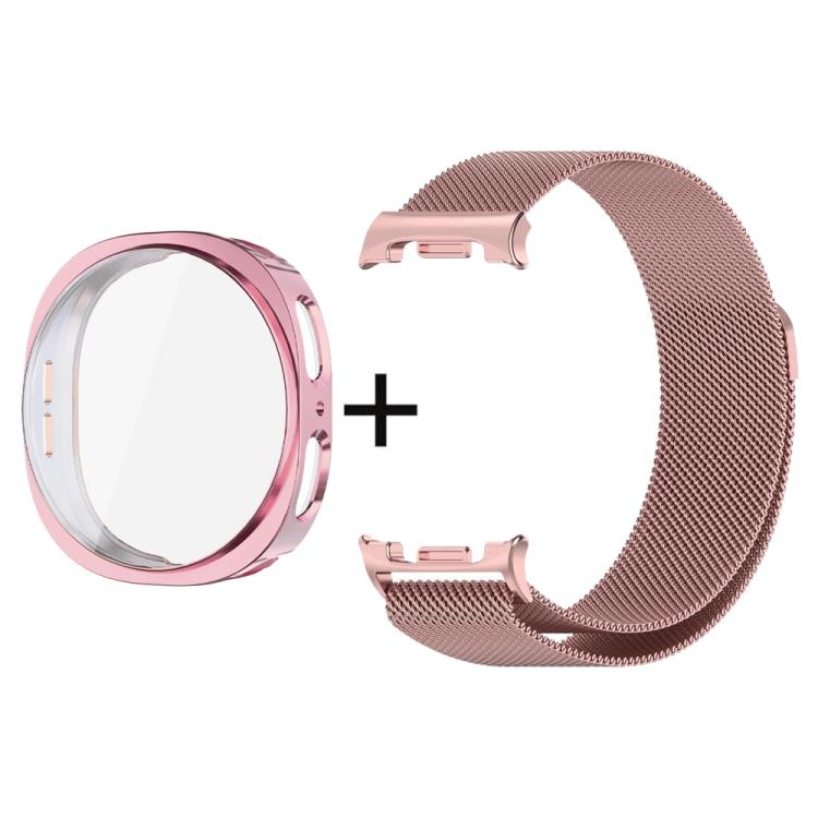 For Samsung Galaxy Watch8 Classic 46mm Milanese Stainless Steel Watch Band with Full Coverage TPU Case Set