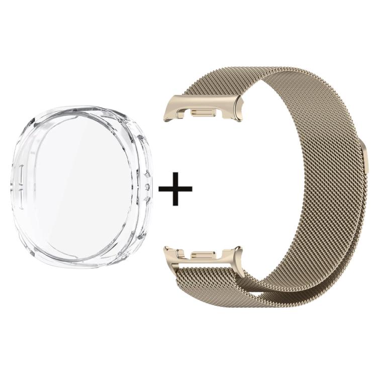 For Samsung Galaxy Watch8 44mm Milanese Stainless Steel Watch Band with Full Coverage TPU Case Set