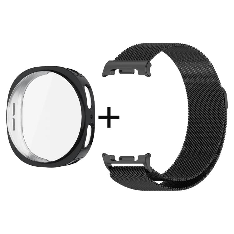 For Samsung Galaxy Watch8 40mm Milanese Stainless Steel Watch Band with Full Coverage TPU Case Set