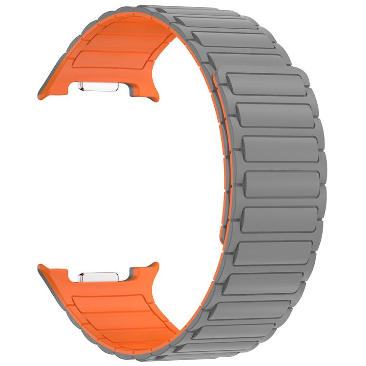 For Samsung Galaxy Watch8 44mm Tri-Beads Magnetic Silicone Watch Band with Film Integrated PC Case Set