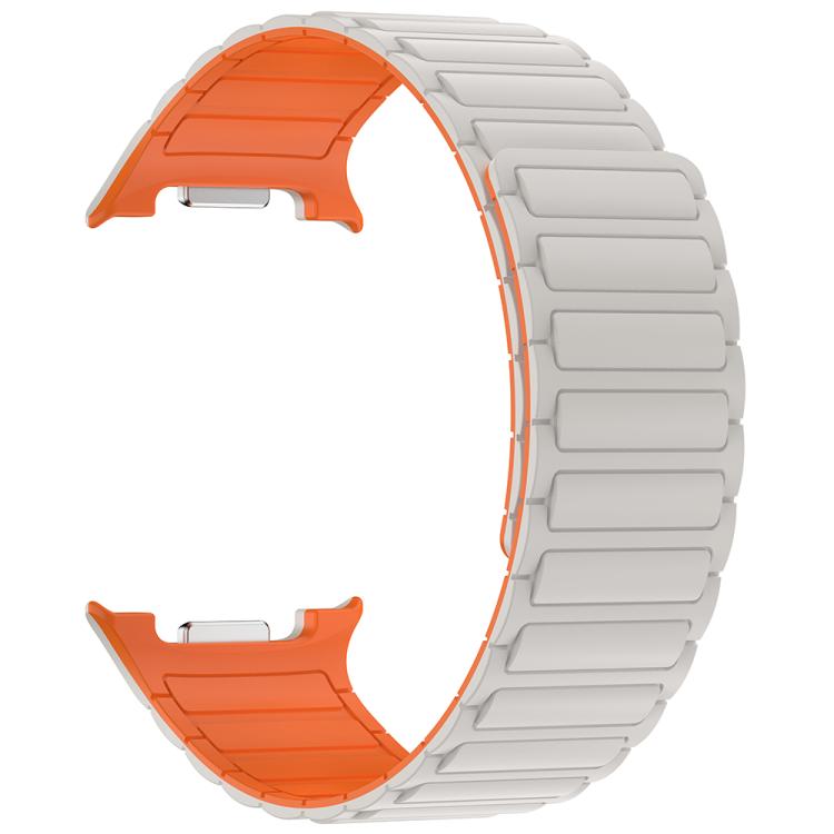 For Samsung Galaxy Watch8 40mm Tri-Beads Magnetic Silicone Watch Band with Film Integrated PC Case Set