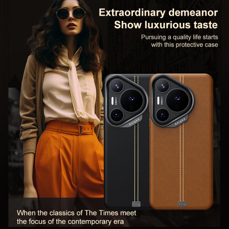 For Huawei Pura 70 Jazz Series Retro Vegan Leather Textured Metal Frame Magnetic Phone Case