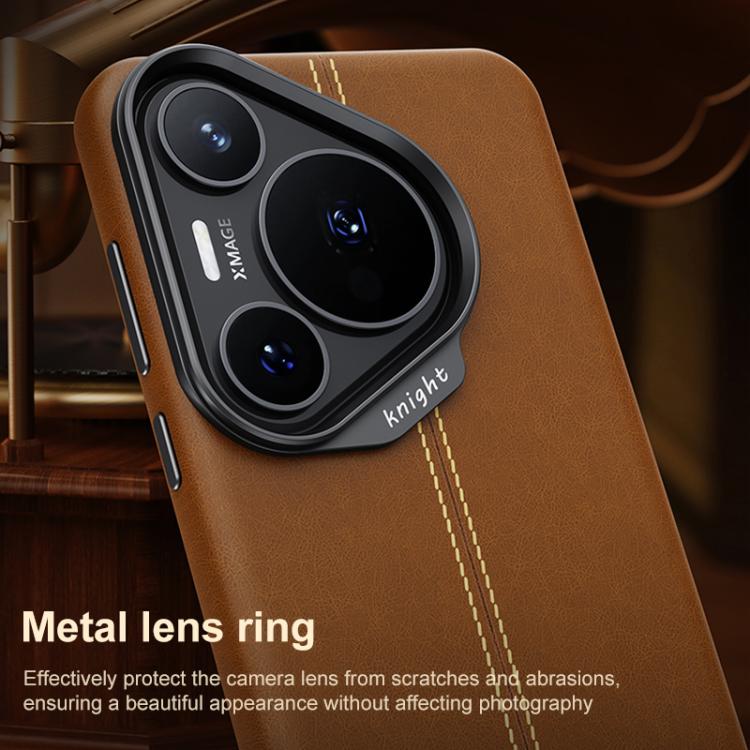For Huawei Pura 70 Jazz Series Retro Vegan Leather Textured Metal Frame Magnetic Phone Case